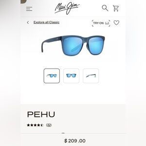 Maui Jim Pehu Polarized Sunglasses with Matte Navy with Blue Hawaii Lenses.